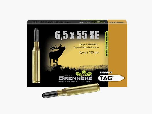 6,5x55 TAG loodvrij 8,4g/130grs. Brenneke