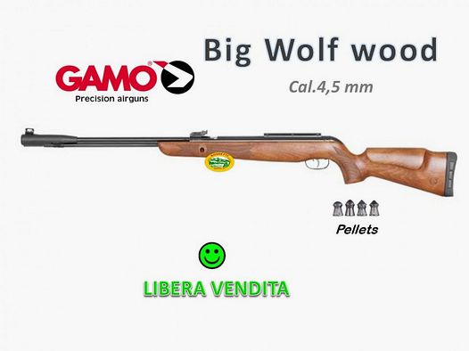 GAMO BIG WOLF cal.4.5 - wooden stock - free sale