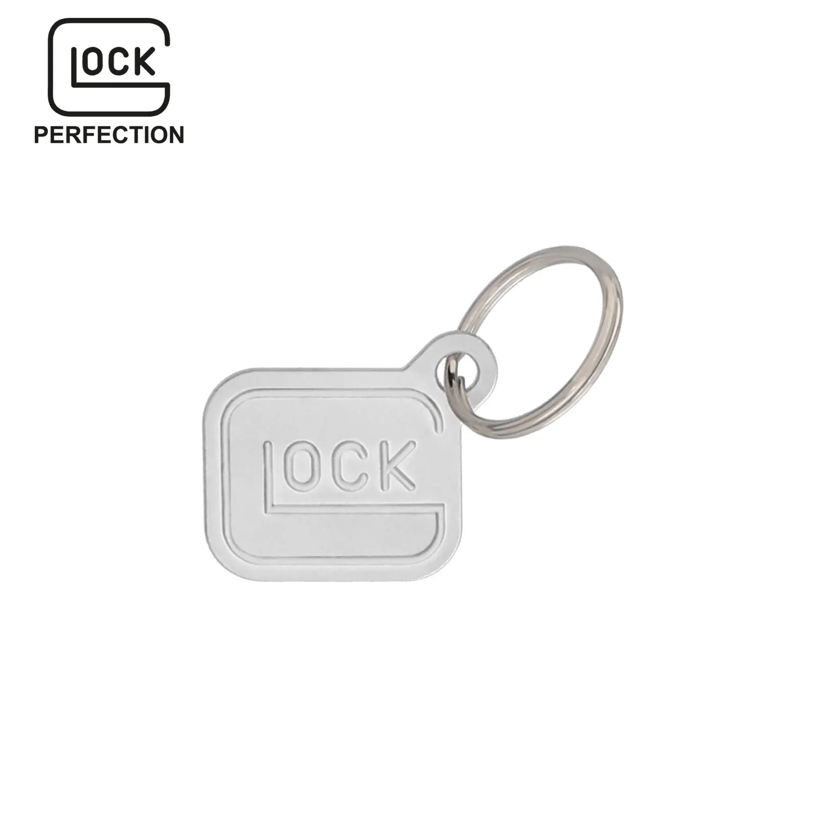 Glock keychain "Logo" - silver-plated metal - silver - approx. 2.8 × 2.4 cm