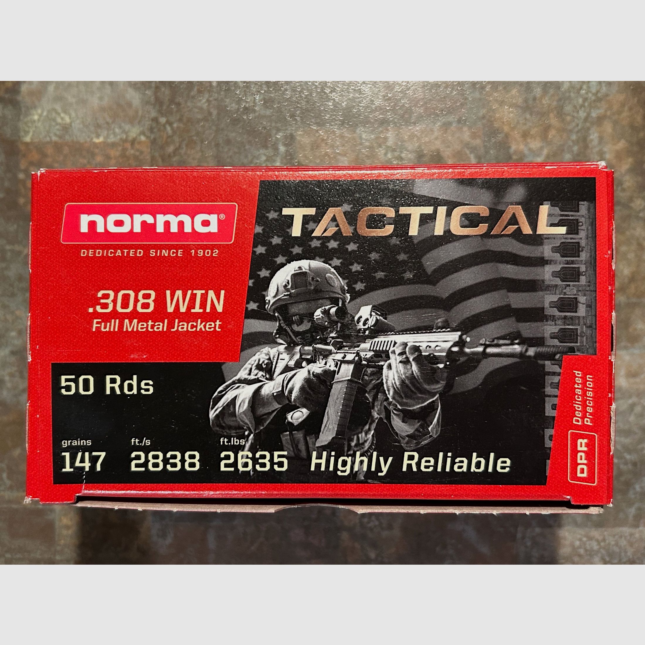 norma TACTICAL  .308 Win munitie Full Metal Jacket 147 grains 50 rds *NEU*