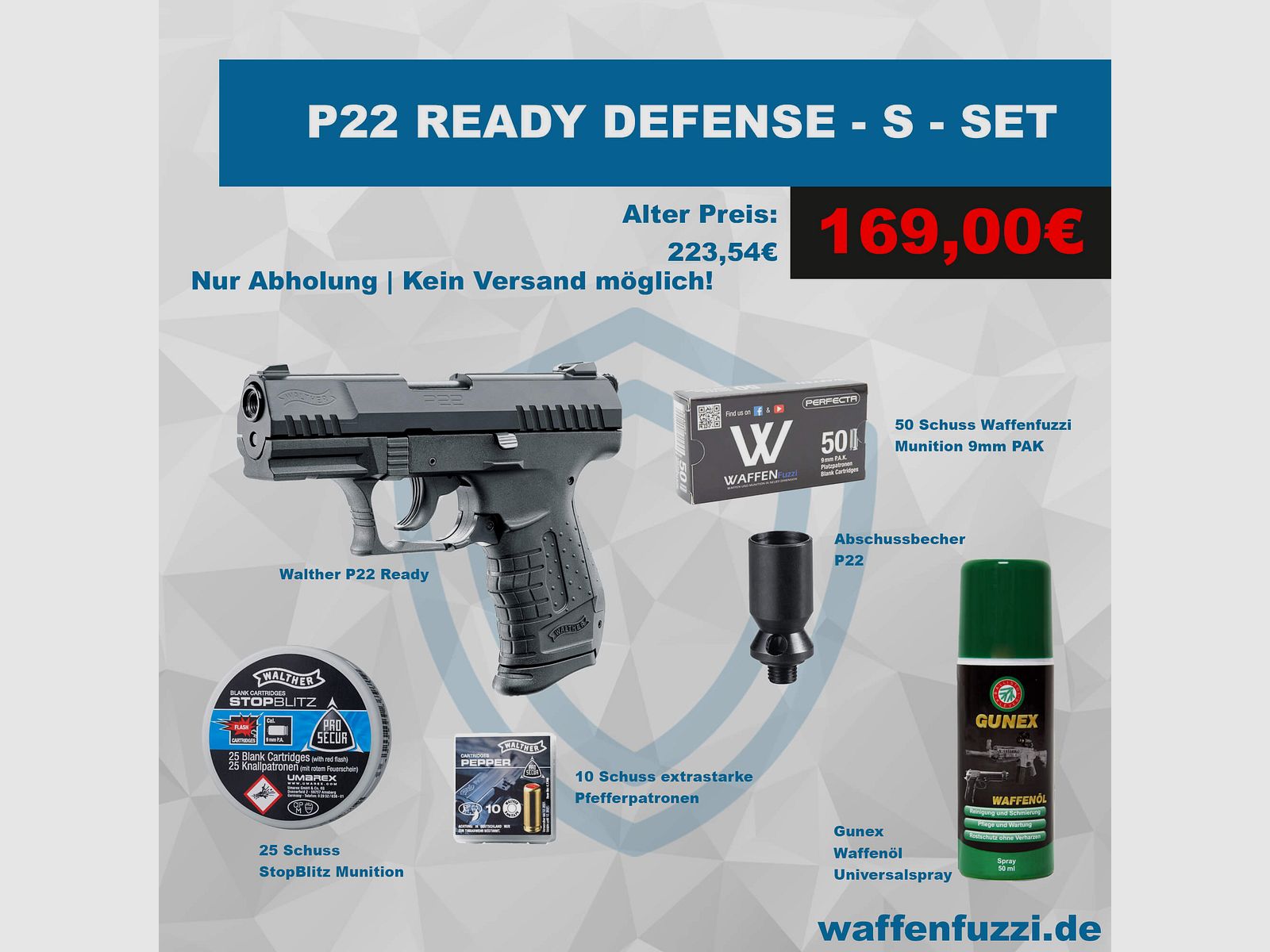 Walther P22 Ready Defense "S" Schreckschuss Set Kaliber 9mm PAK