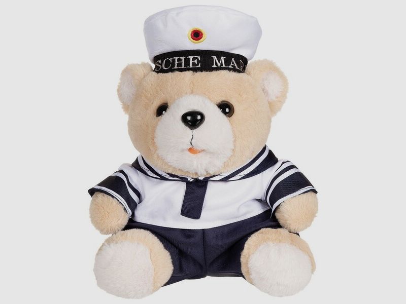 Teddybär mit Bundeswehr Marine Anzug / Uniform + Mütze in Blau / Weiss - ca. 28 cm hoch