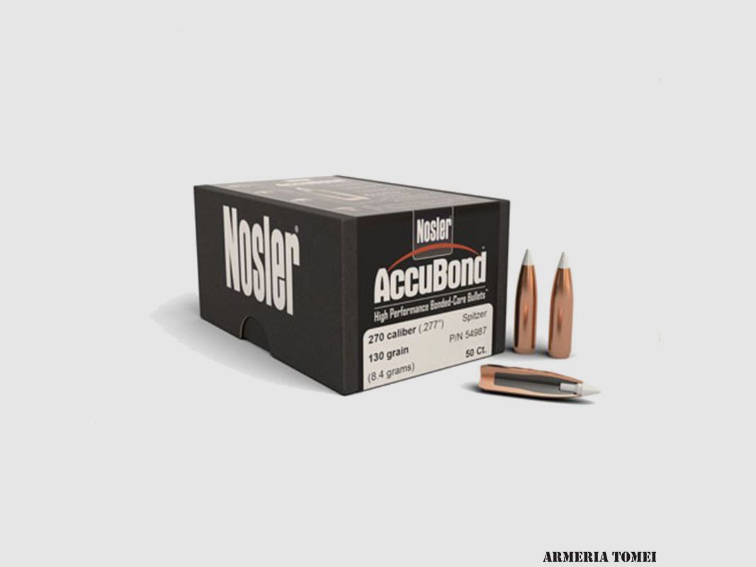 BULLE – NOSLER – ACCUBOND 270 caliber (.277″) Spitzer 130gr (8.4 grams) (50 pcs) -54987