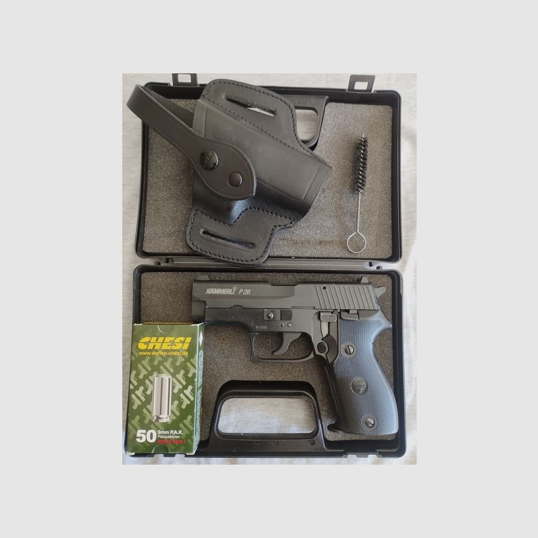 Hämmerli P26 9mm P.A.K. (PTB 775) + Gürtelholster + 50 Platzpatronen