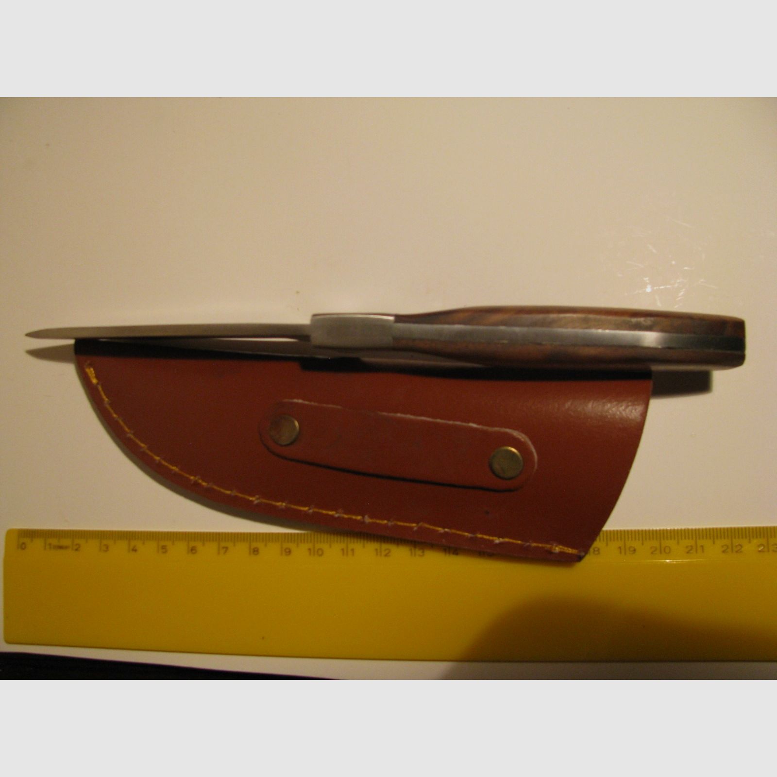 Haushaltsmesser, Campingmesser, Jagdmesser usw., brauner Holzgriff, Lederhülle 