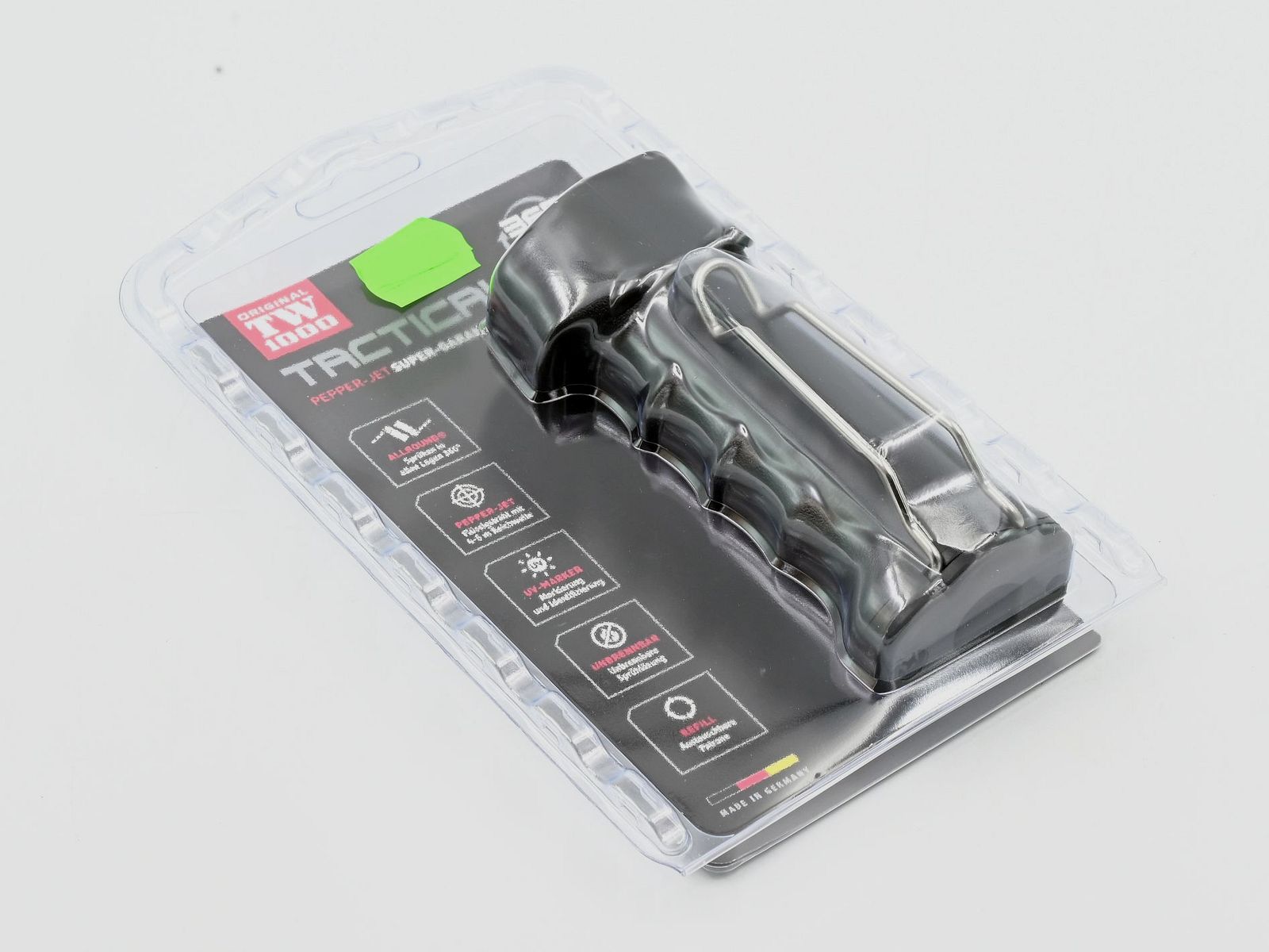 Spray au Poivre Tactique TW1000, 45ml, Clip Métallique, Sécurité à Ressort