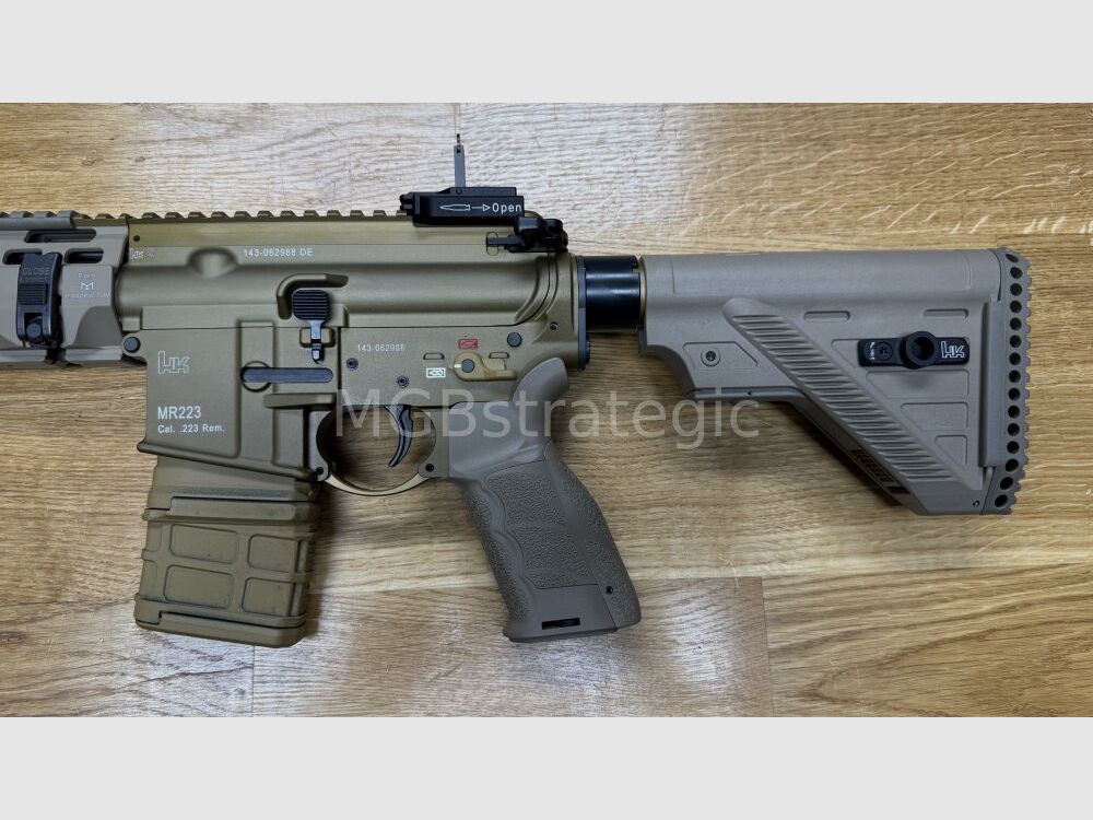 Heckler & Koch MR223 A3 Slim-Line 11" Lauf - halbautom. Büchse .223Rem MGBs Sondermodell FDE Edition inkl. Schalldämpfer ASE UTRA Dual 556-Short-QM2 Gen2 Cerakote FDE - zivile Version HK416 / G95K / G38 G95A1 / G95KA1 / mit Upgrades