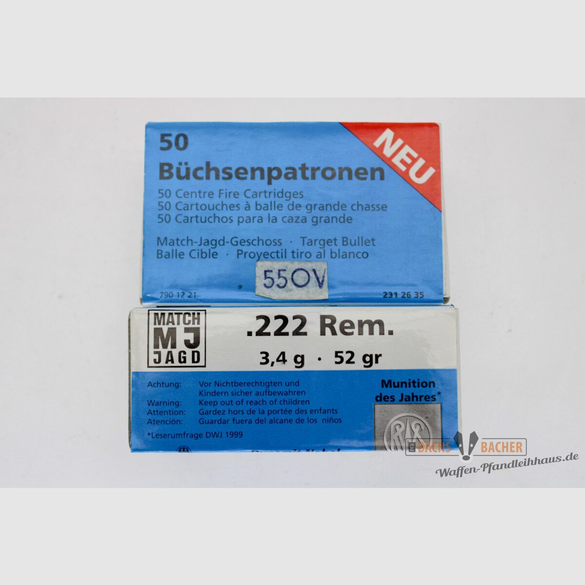 RWS .222 Rem. MJ Match Chasse 3,4g/52gr 50 coups