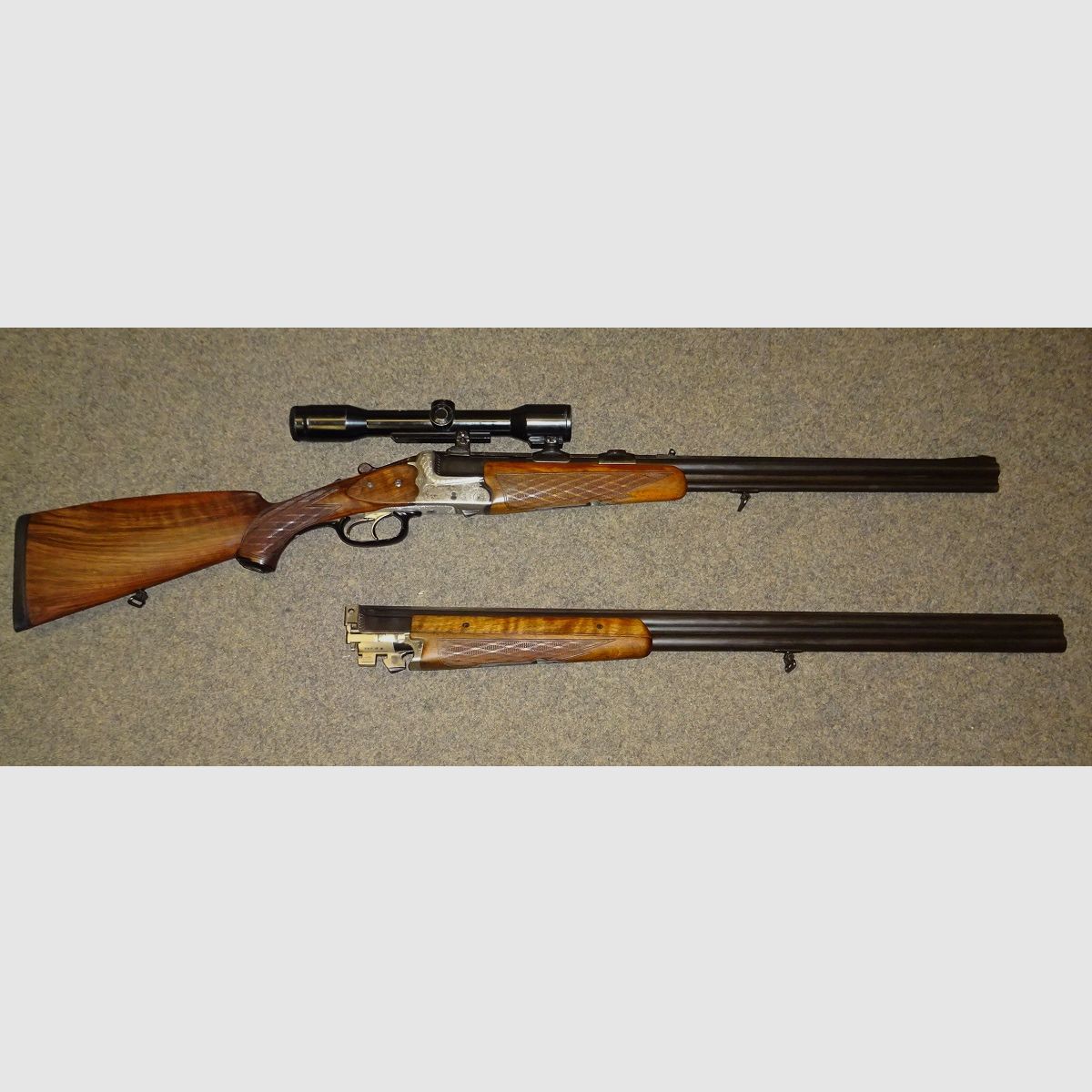 BBF /BDF  HEYM Mod. 88 7x57R +16/70 mit Wechsellauf auf BDF 16/70. Mit "Kaps" ZF 4fach. EU wide shipment