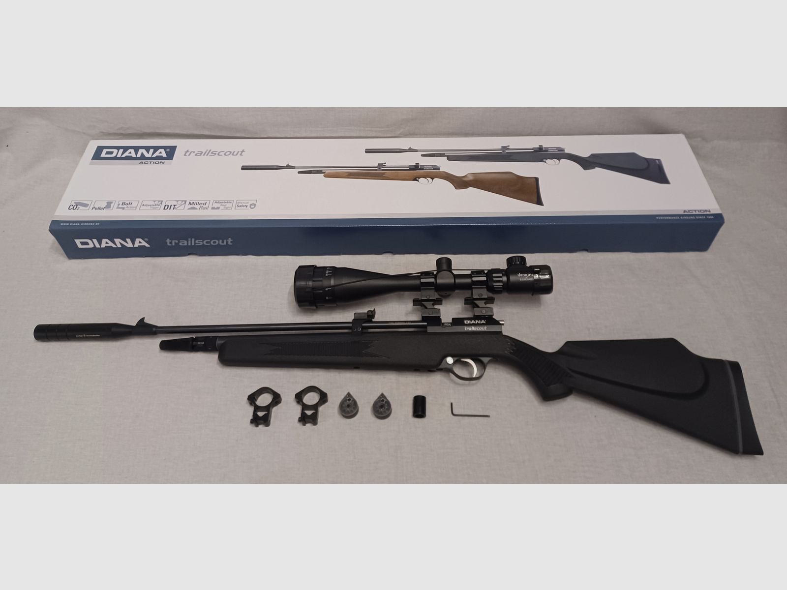 Diana Trailscout / Zielfernrohr / 4,5 mm Diabolo / CO2 / Gewehr / OVP (162)