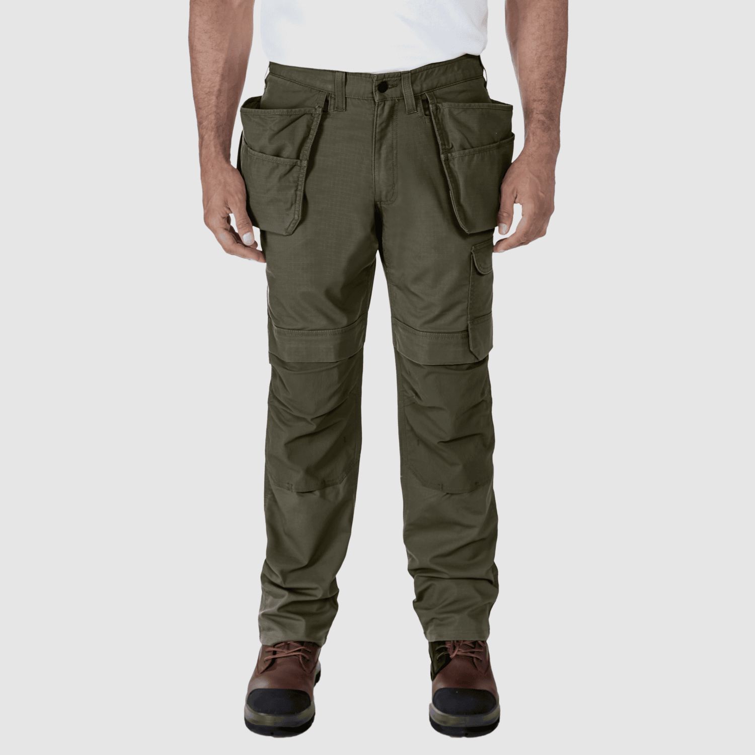 Carhartt Relaxed Straight Steel Rugged Flex™ Ripstop Double-Front Cargo Trousers Men Moss W32/L34