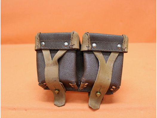 SURPLUS URSS Mosin-Nagant: Borsa per cartucce URSS in tessuto composito marrone / pelle per telaio di carico (SURPLUS come nuovo)
