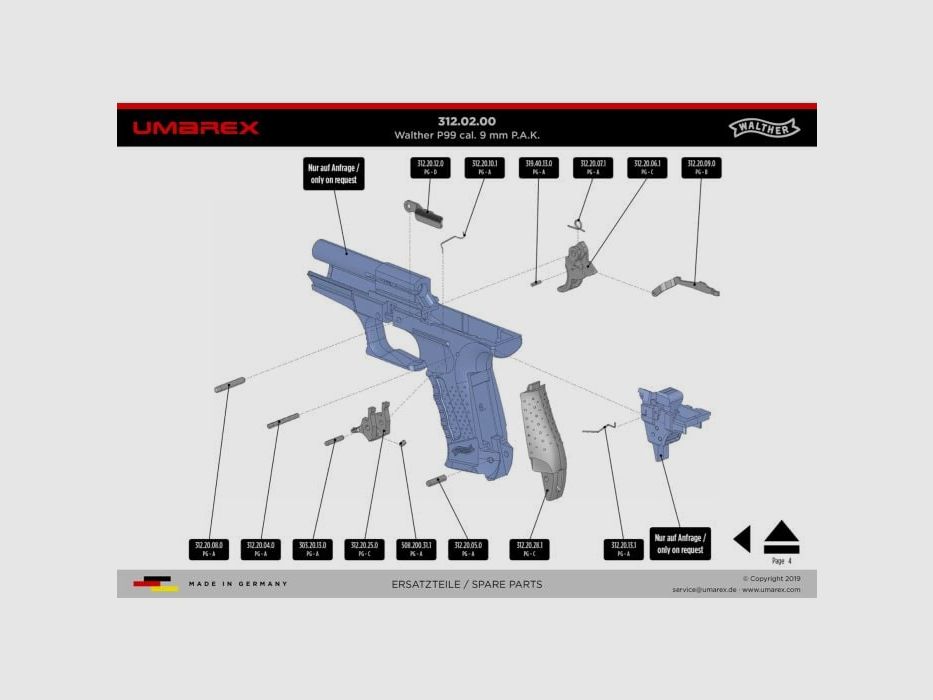 Ersatzteil Umarex Ref. 310.400.03.1 Rückholfeder Walther P99