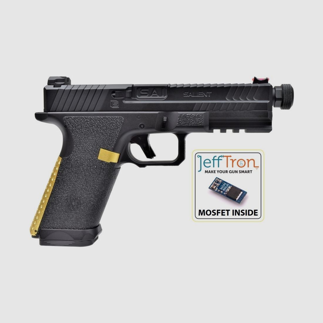 CYMA CM.135S AEP "SAI BLU - SALIENT ARMS INTERNATIONAL", schwarz/gold, S-Line mit JEFFTRON Mosfet MICRO