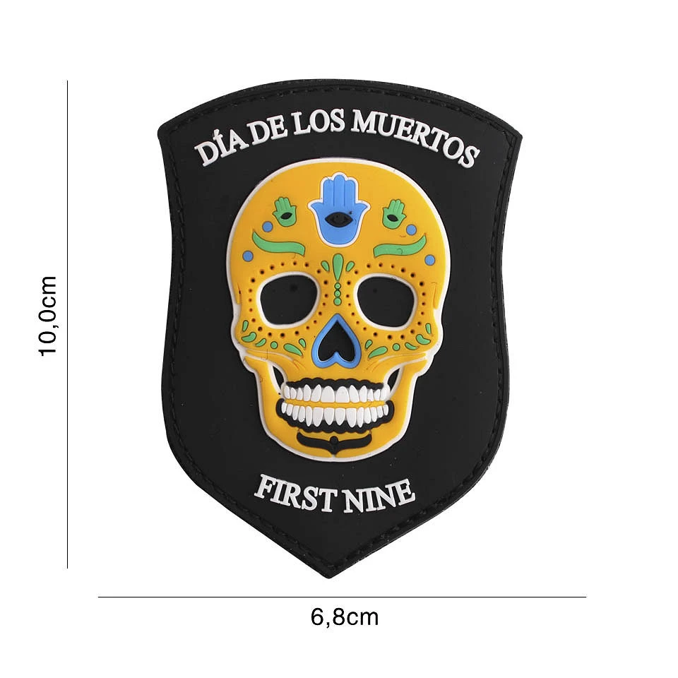 Naszywka 3D PVC Dia de los muertos. First nine shield yellow #6128