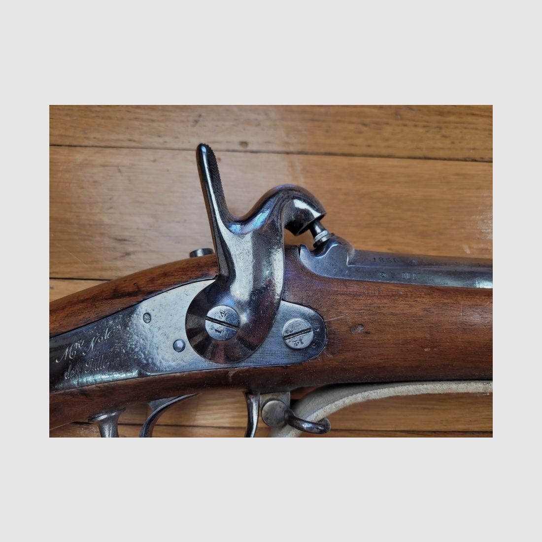Sehr schönes Gewehr Modell 1842 T (nicht Tbis) – Nationale Waffenfabrik Tulle 1850 – Bajonett – Gewehrriemen – Ausgezeichneter Zustand, Bild 7 von 32