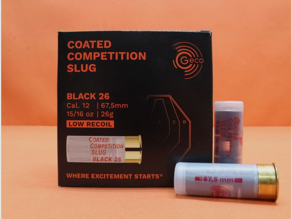 GECO Patrone 12/67,5 GECO 26g Slug (2317625) VE 25 Patronen (Coated Competition Black) LOW RECOIL
