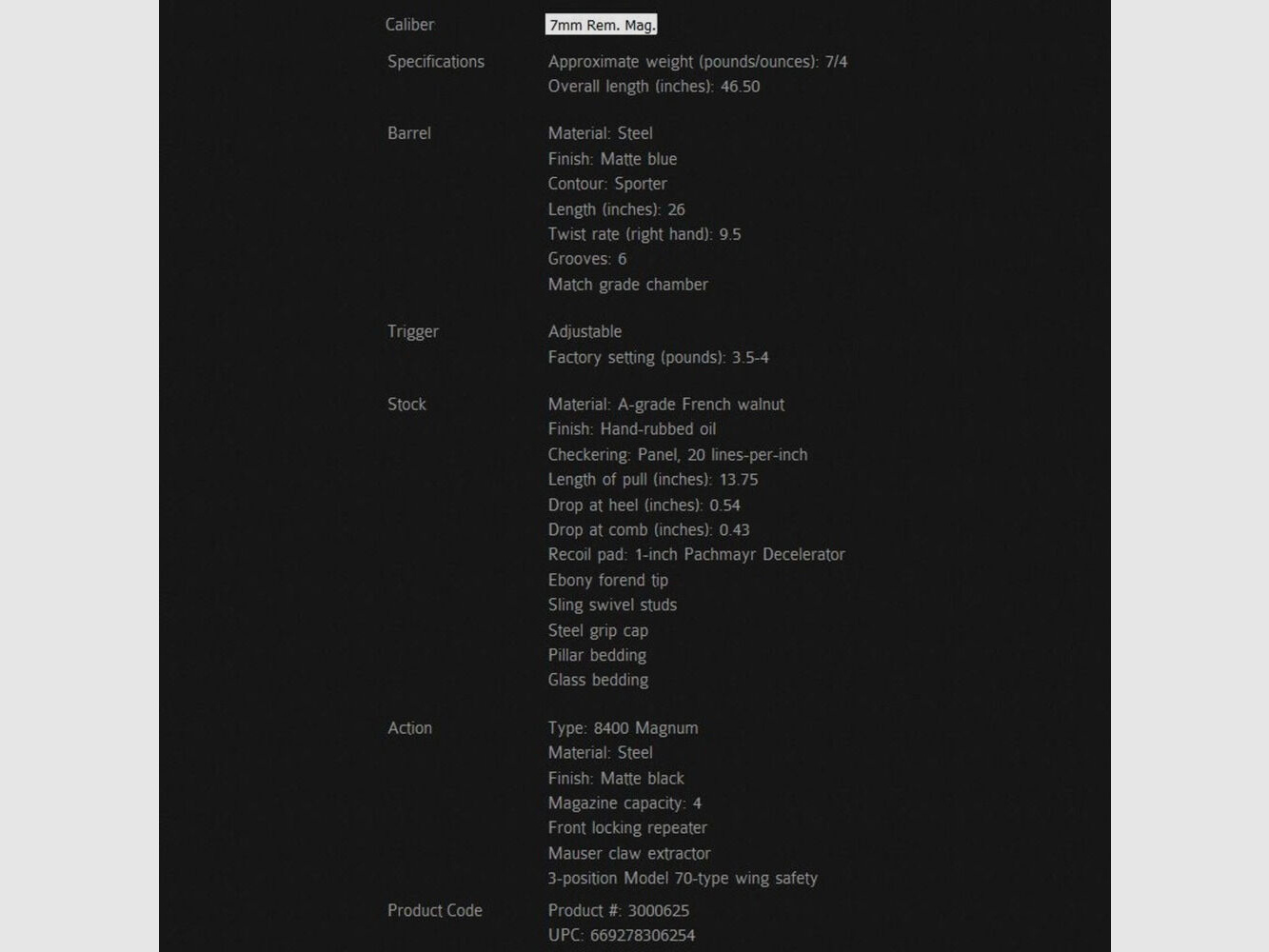 Kimber 8400 Classic Select Grade 26" (26 Zoll) 7mmRemMag