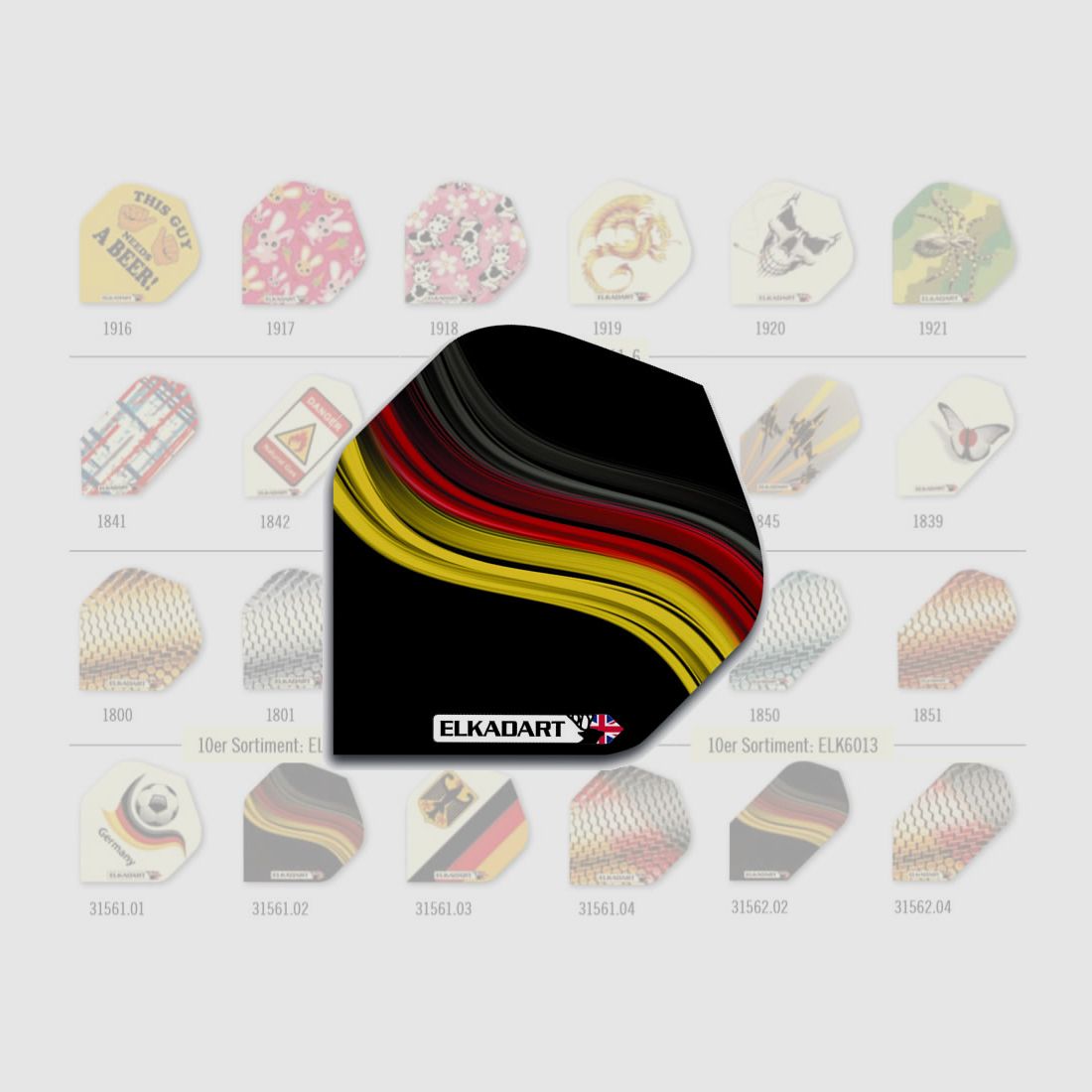 Elkadart Flights German Wave Black Diamond Form 3 StĂĽck