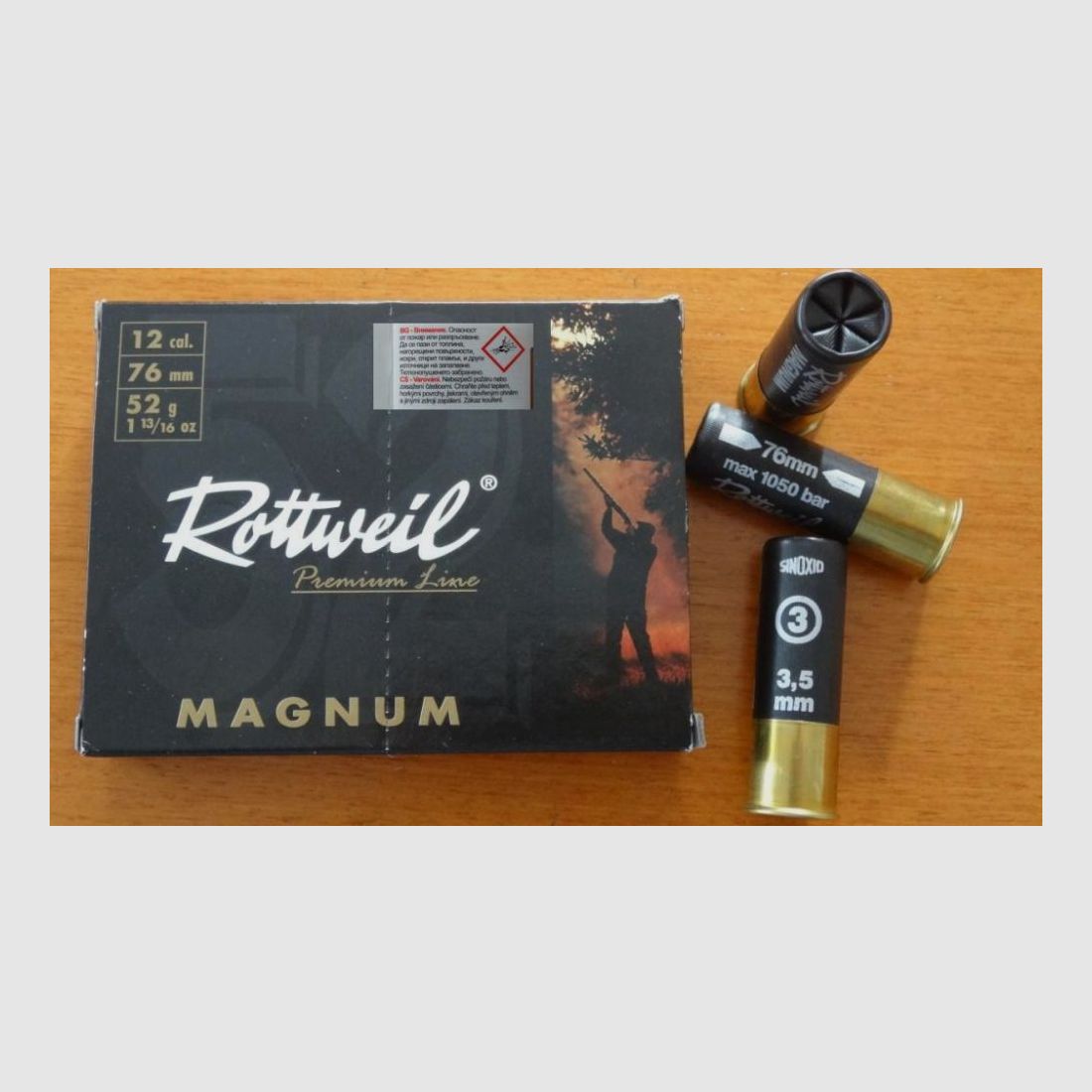 Rottweil: Rottweil: cartouches à plombs Magnum 12/76-3,5mm 52g, image 1 sur 2
