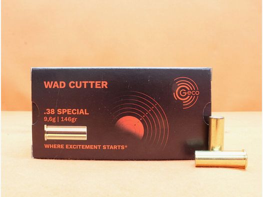 GECO Patrone .38SpecialWC GECO 146grs LWC (2317536) VE 50 Patronen/ 9,6g Blei-Wadcutter
