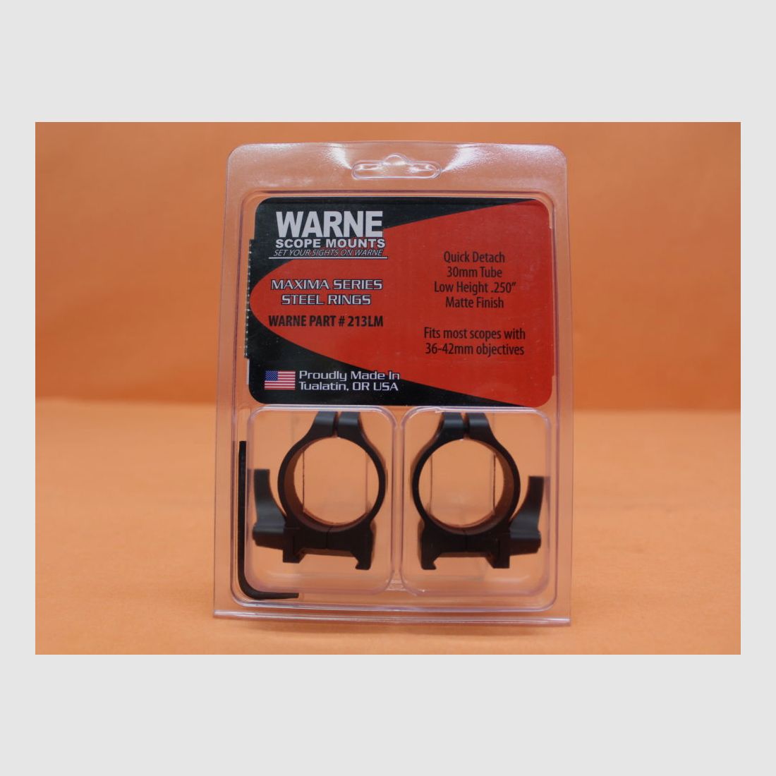 Anneaux de montage Warne Warne Maxima QD 30 mm bas (213LM) en acier brunis mat pour profil Weaver