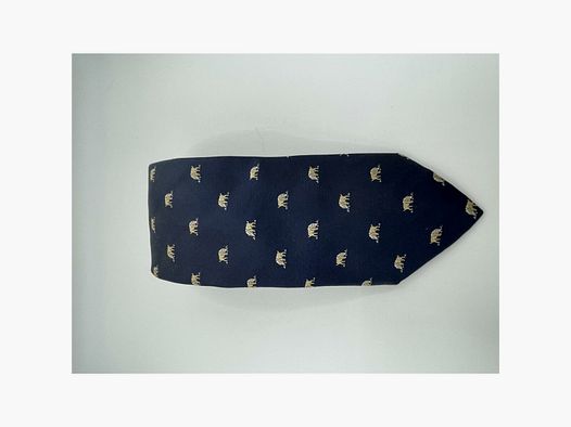 Robert Keyte Krawatte 100% Seide dunkelblau Motiv beige Wildschwein
