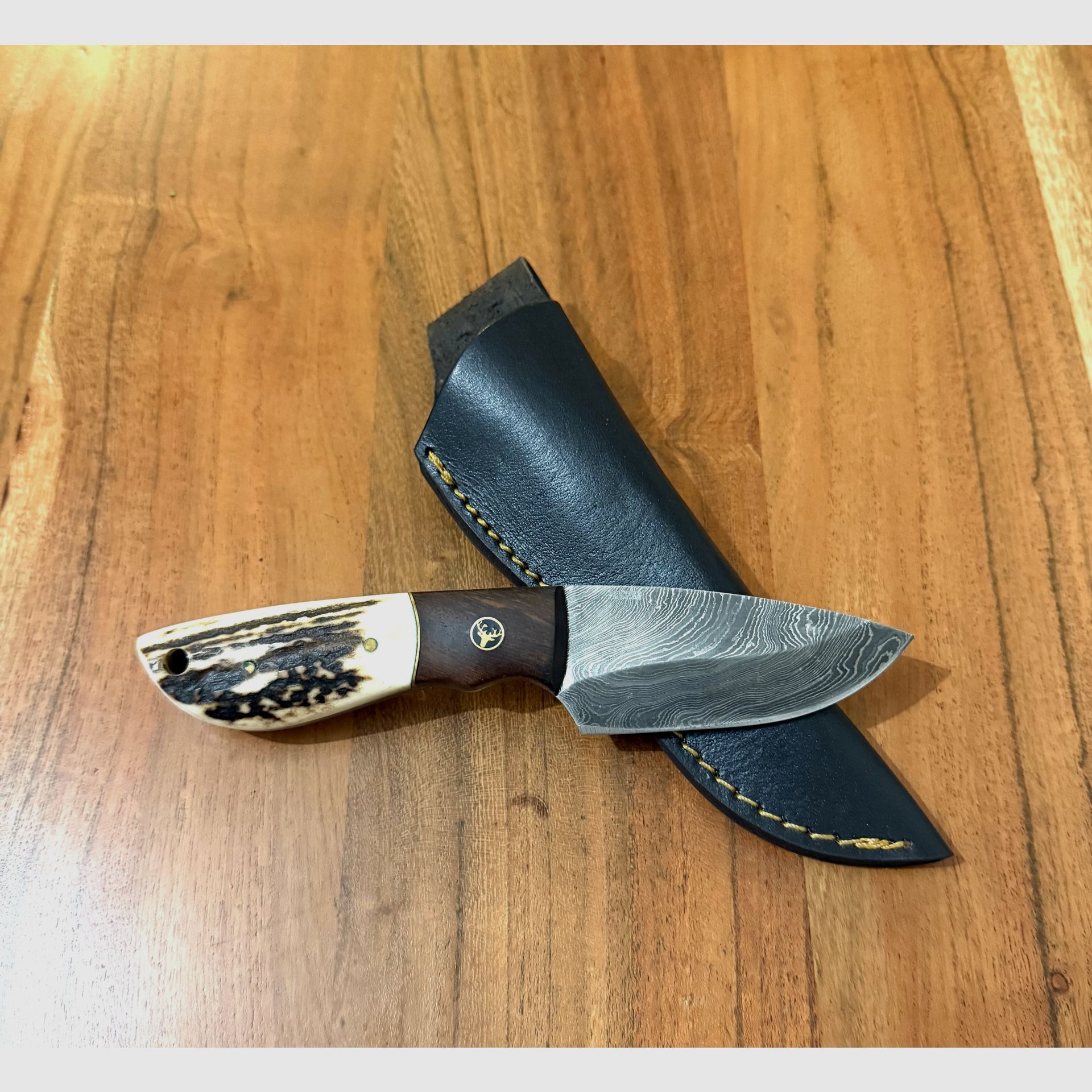 Keilerklinge Damastmesser Hirsch-Skinner, Bild 1 von 4