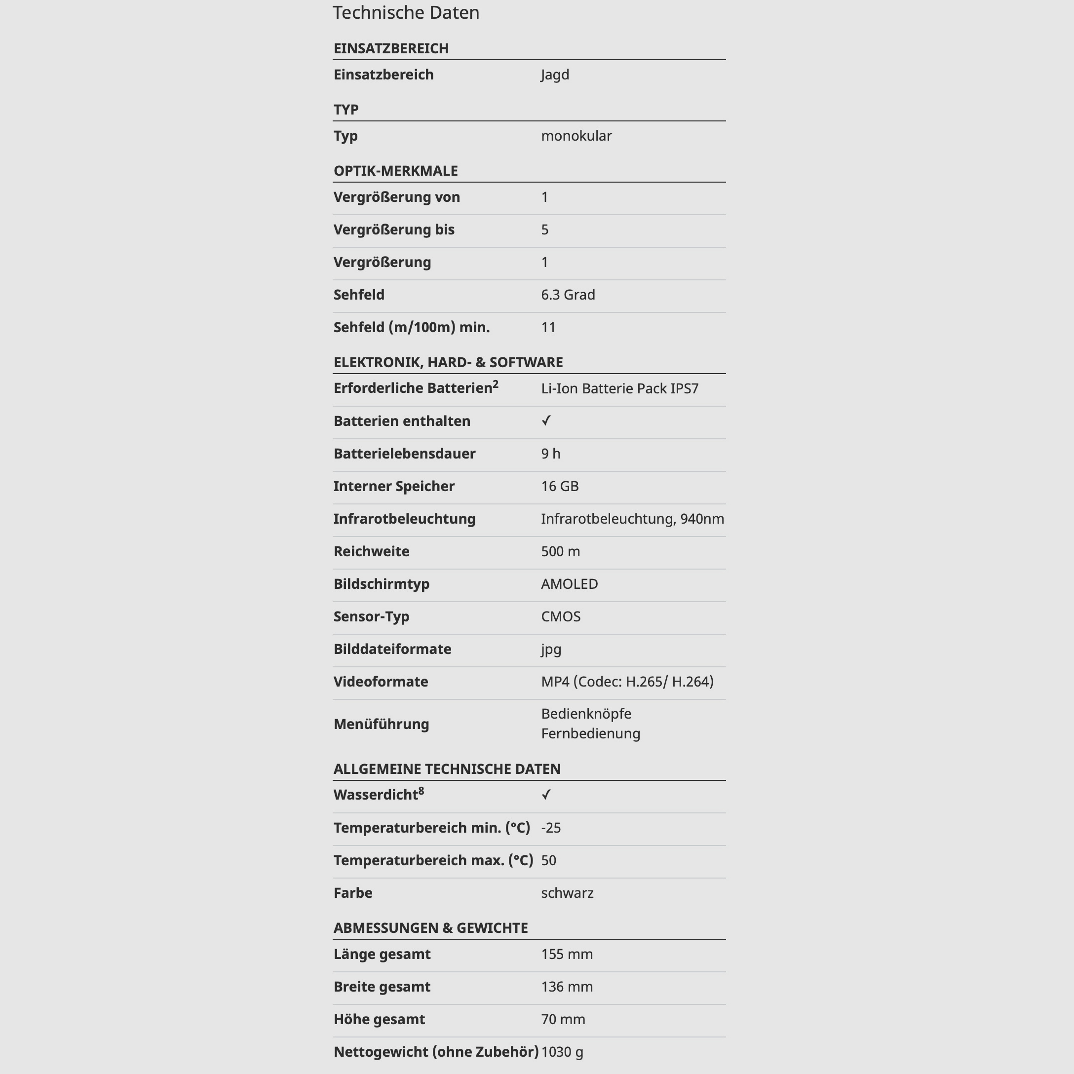 PULSAR 78199 Digital Nachtsicht Monokular / Vorsatzgerät Forward FN455S HD Sensor