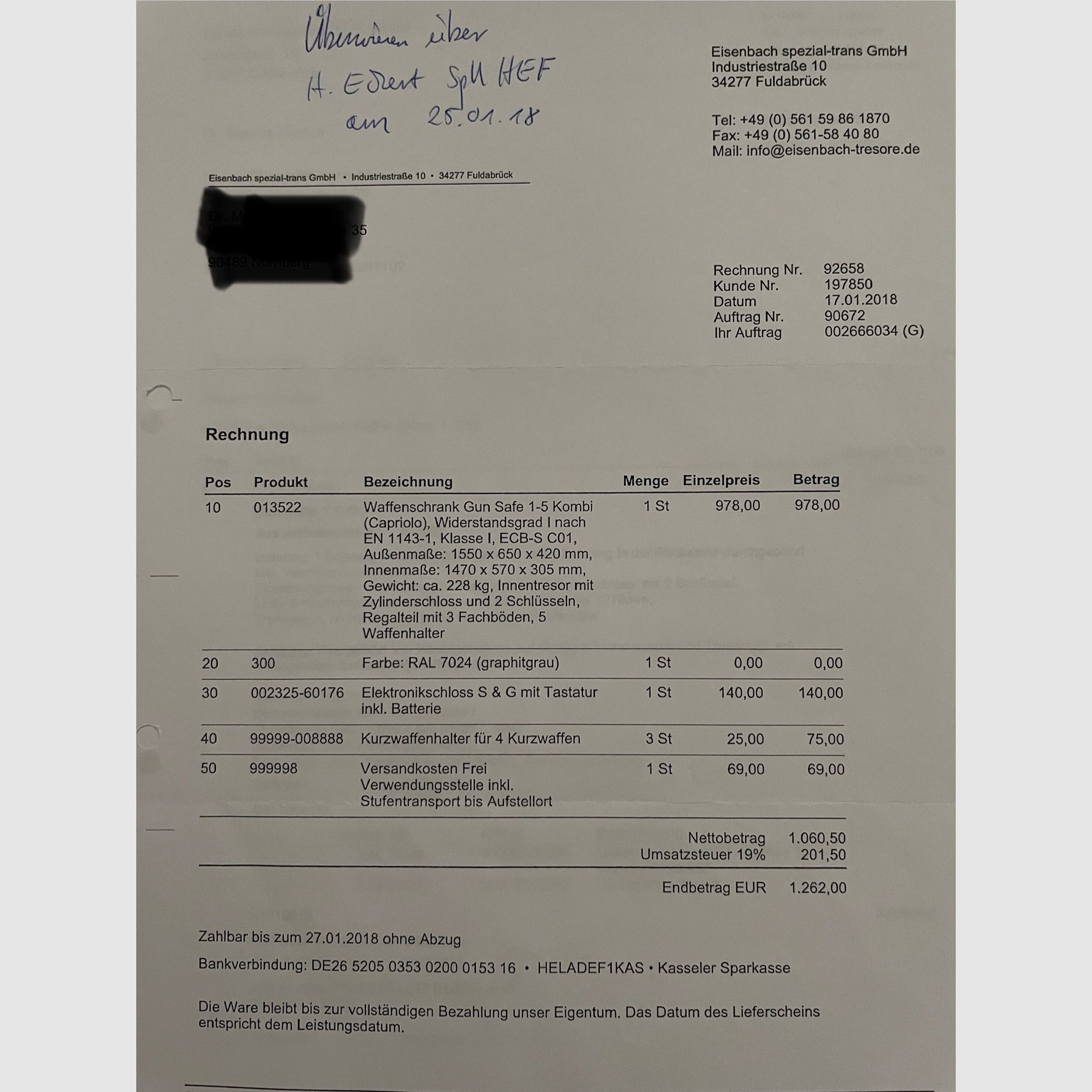 Waffenschrank Klasse 1