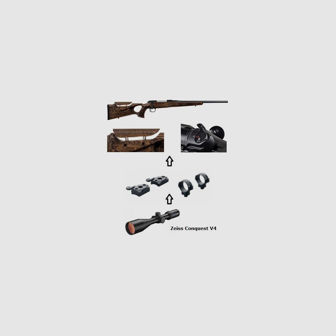 Mauser M12 MAX + Zeiss Conquest V4 3-12x56 + Montage + ... Compleet pakket