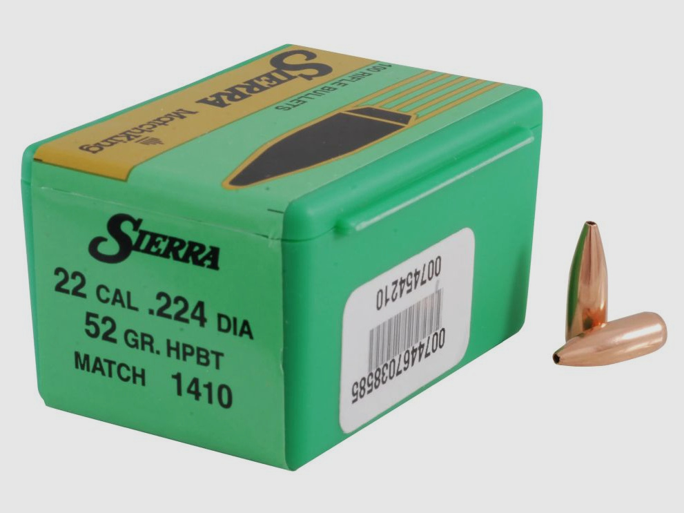 Proiettile Sierra .22/.224 52GR Match King HPBT 500 Pezzi