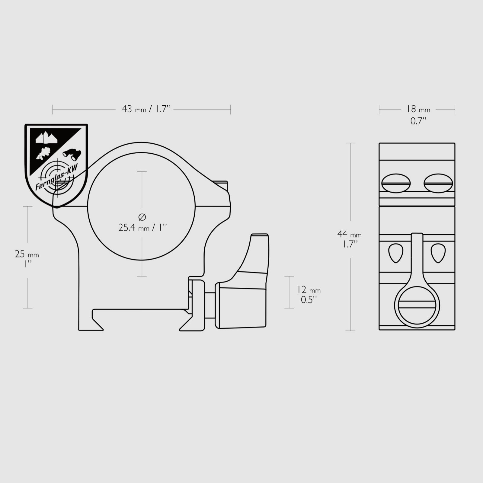 HAWKE 23101 Profi Stahl Ringmontagen Weaver Mittel 1 Zoll Höhe 44mm Schnellspann