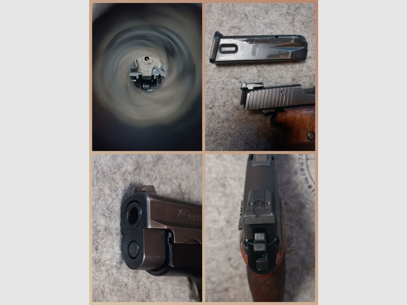 Sig Sauer P228 z celownikami LPA i drewnianymi uchwytami Nill