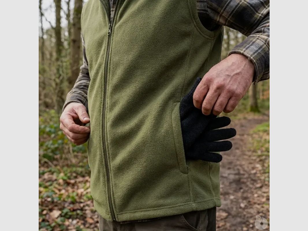 Weste aus Fleece in Khaki ohne Ärmel, Bild 3 von 8