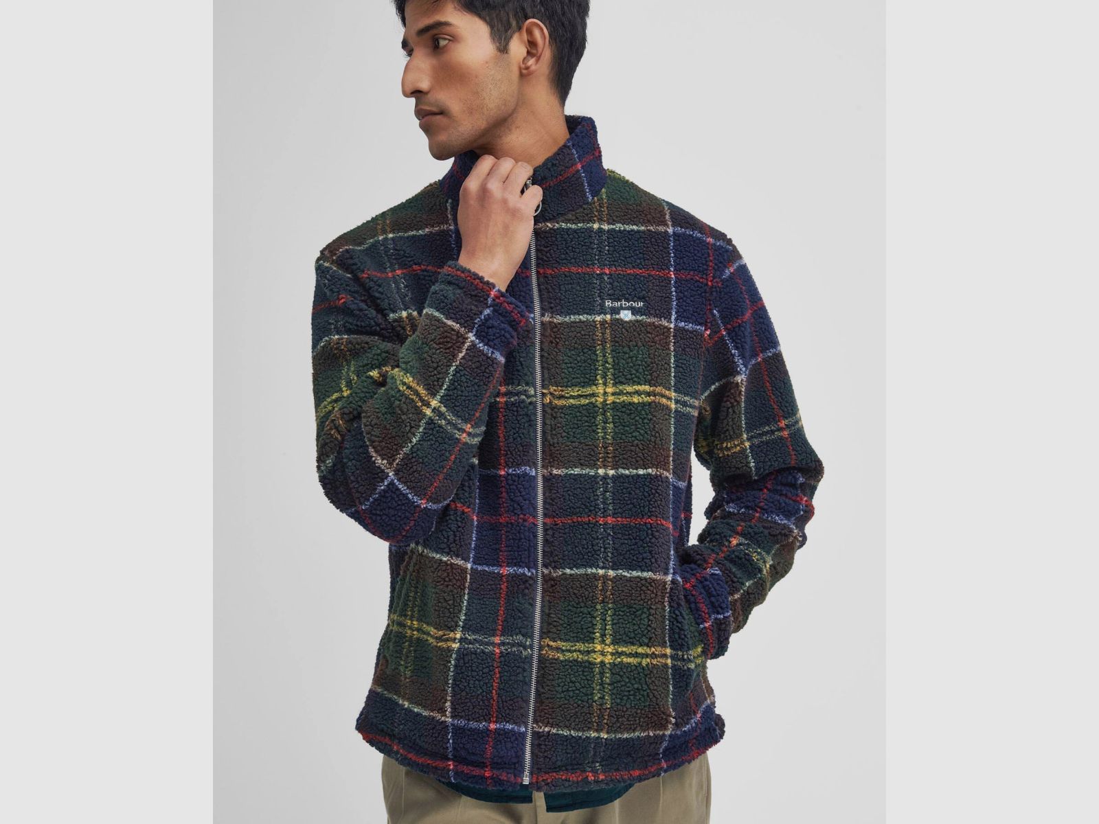 BARBOUR Fleece Jacket Tartan Sherpa Classic Tartan