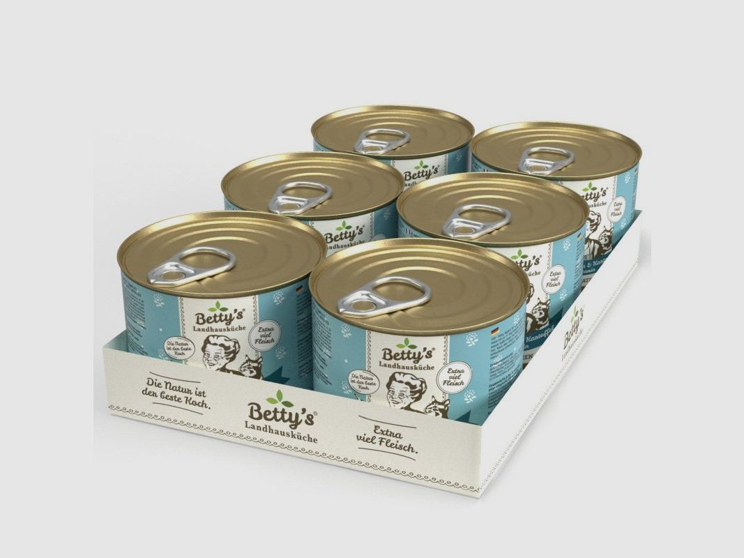 Betty's Landhausküche Katzenfutter Känguru mit Kartoffeln und Geflügel 6x 200g