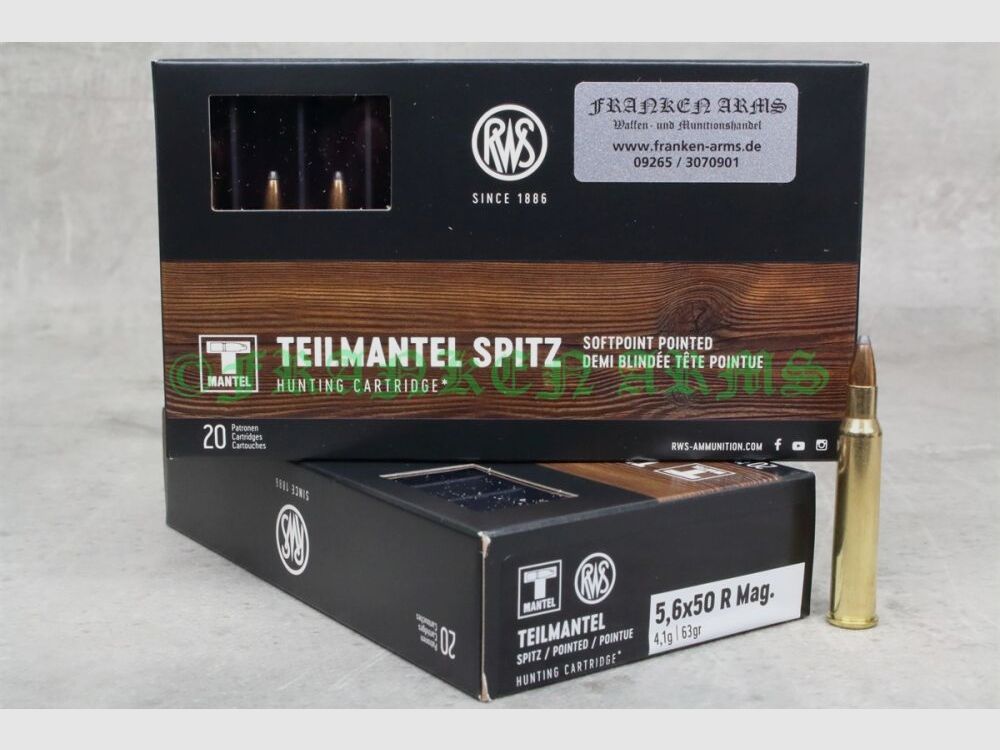RWS półpłaszcz 5,6x50R Magnum 63gr. 4,1g 20 sztuk ceny hurtowe