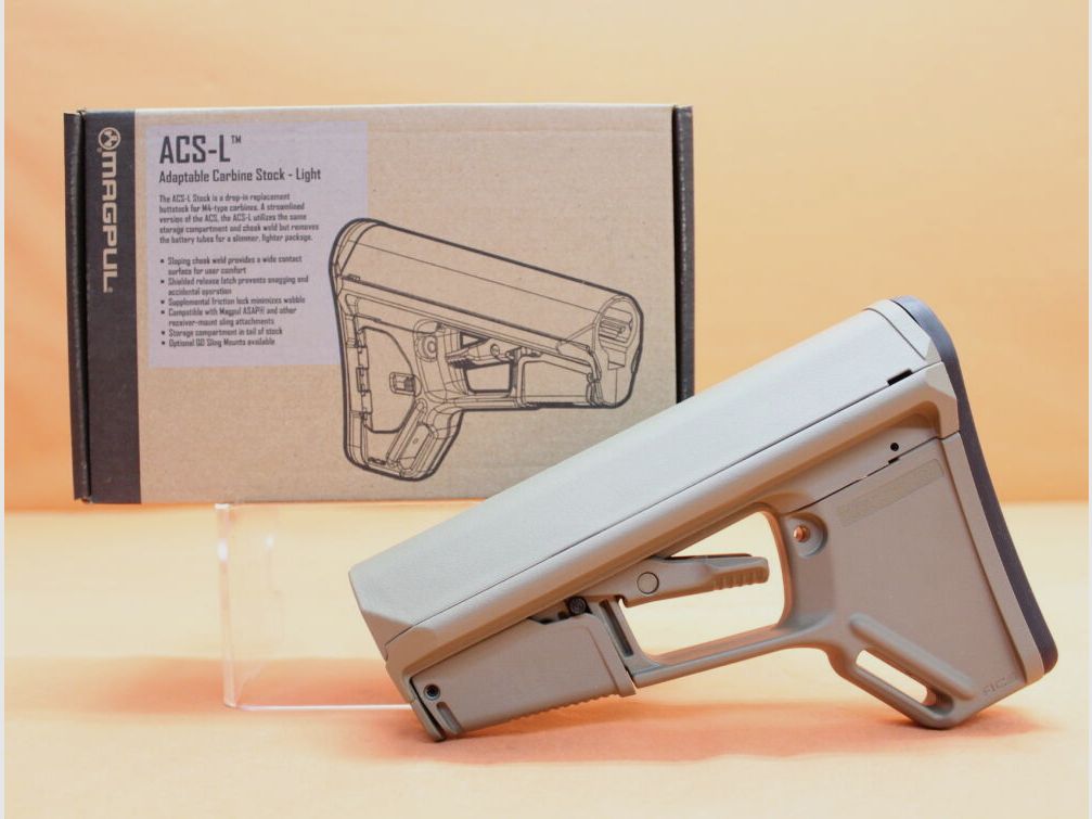 Magpul AR-15: Buttstock Magpul ACS-L (MAG378-FDE) MILSPEC Carbine Stock Polymer Flat Dark Earth/Schubschaft