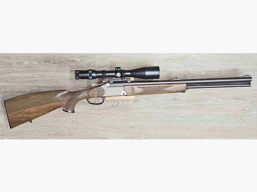 Bockbüchsflinte Blaser BBF 95 Standard, Kal. .308 Win. & 12/76, inkl. Frankonia 2,5-10x48 (Abs. 1) auf Blaser Sattelmontage (30 mm Ringe) und Koffer