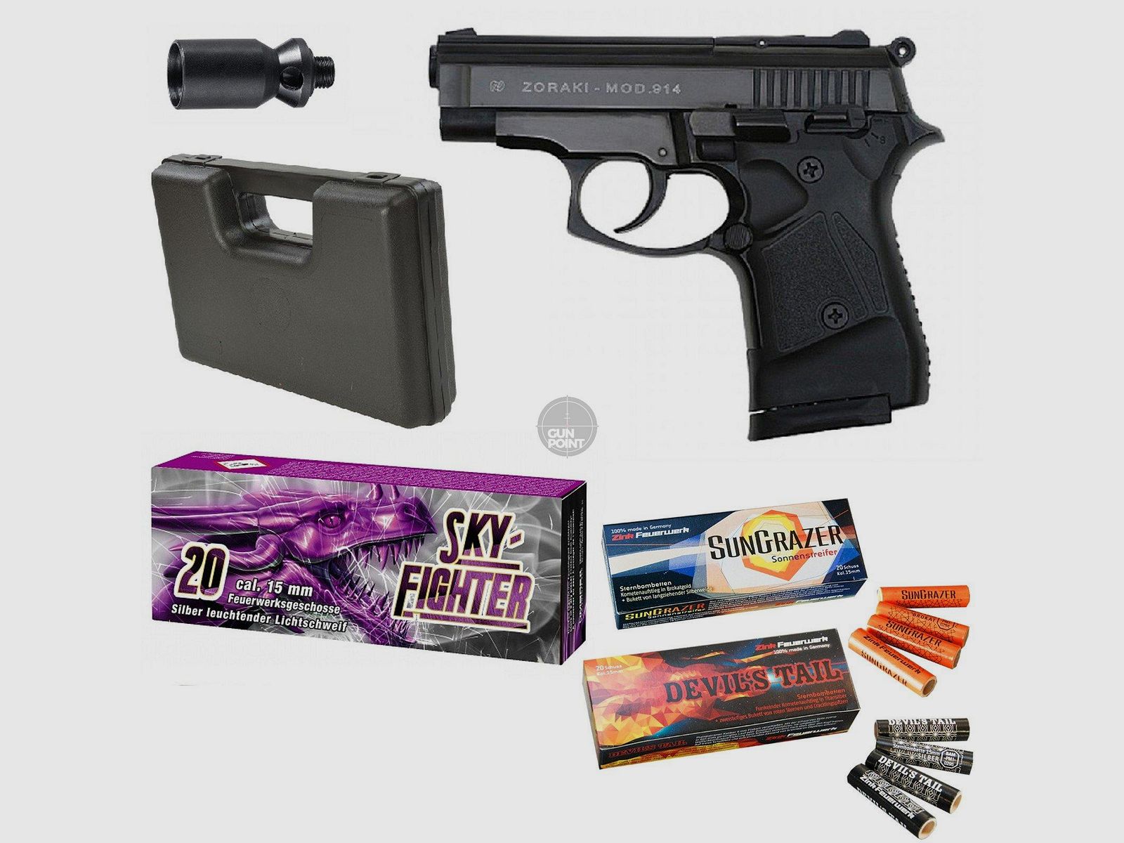 SET !!! Schreckschuss - Pistole - Zoraki 914 - 9 mm P.A.K. inkl. Koffer & 60 Schuss Effektmunition/ Feuerwerk