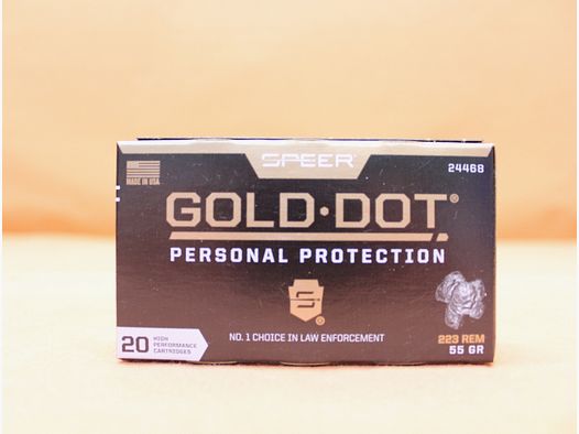 Patrone .223Rem Speer 55grs SP (24468) VE 20 Patronen "Gold Dot"/ 3,56g Teilmantel