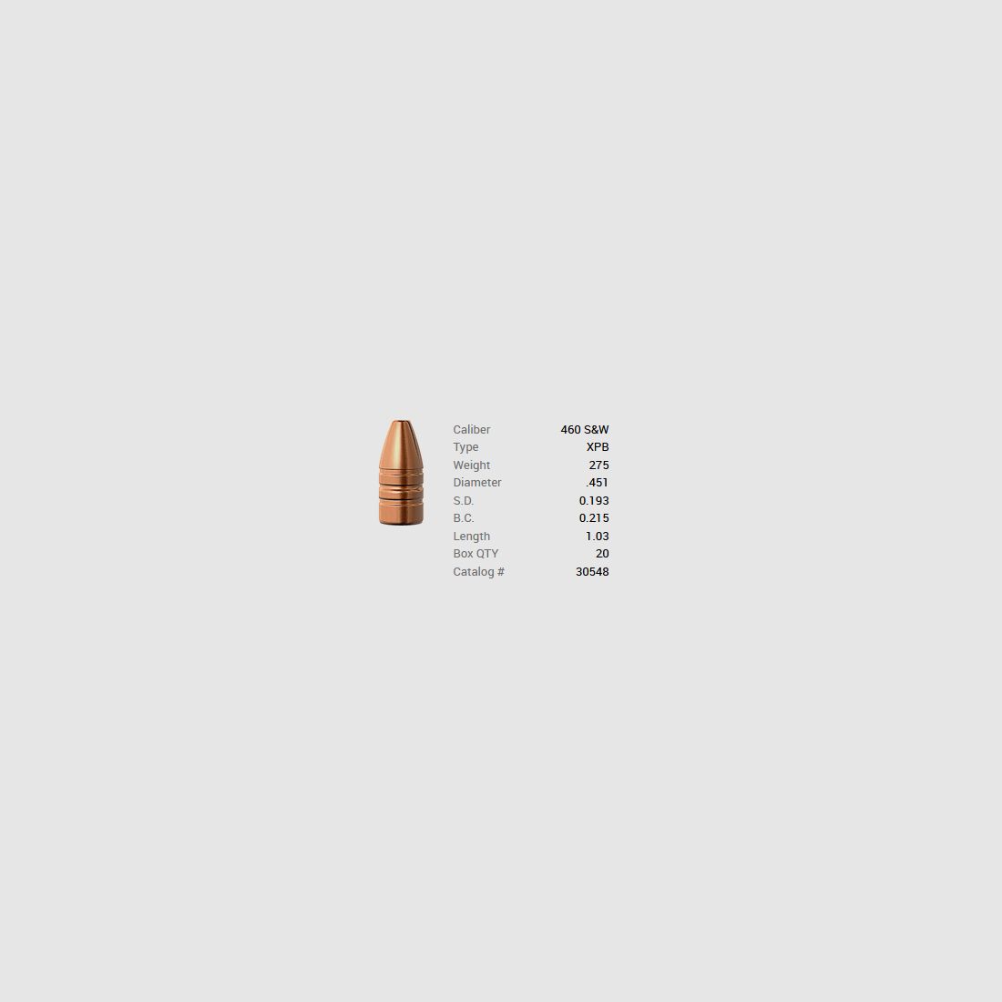 Barnes Bullet .460 S&W/.451 275GR XPB Pistol FB 20 pieces