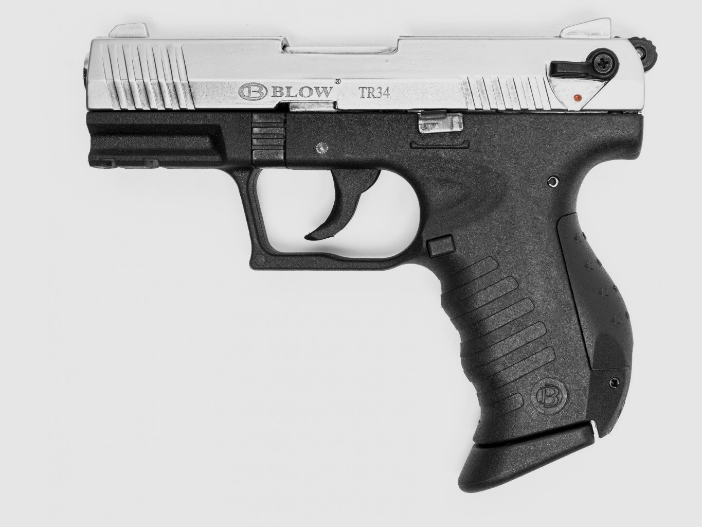 BLOW TR34 Matt Chrome 9mm P.A.K. blank firing pistol replica Walther P22