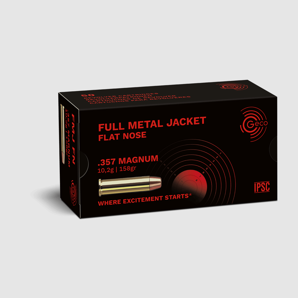 .357 Mag. Geco FMJ Flat Nose 10.2g