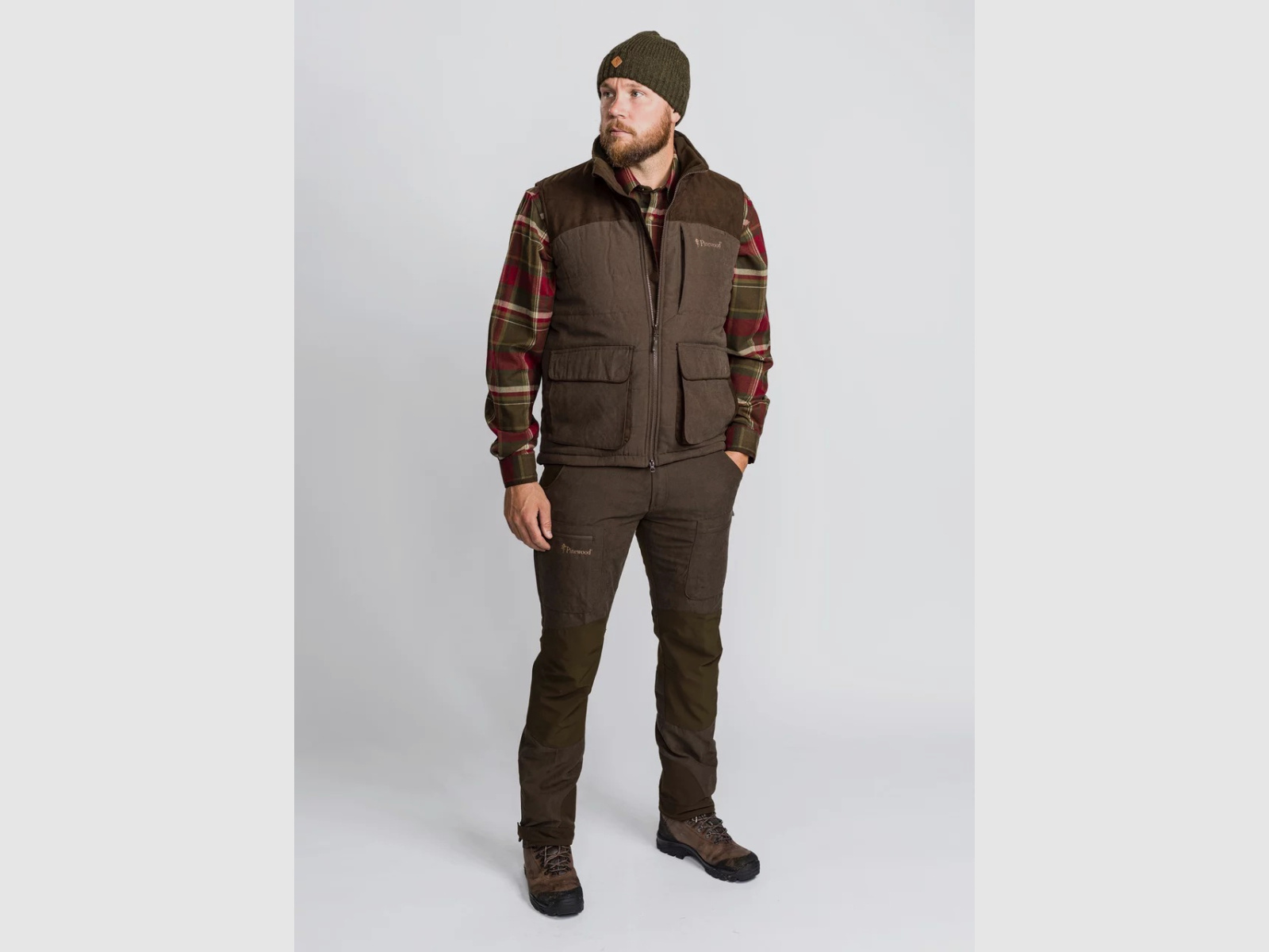 PANTALONES DE CAZA PINEWOOD Caribou Hombres Suede Marrón/ Verde Oliva Oscuro