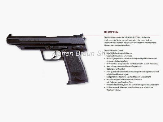 Heckler & Koch USP Elite, cal. 9mm Para, brüniert