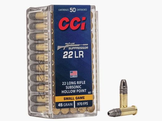 22 long rifle CCI Suppressor 45 gr LHP VE50