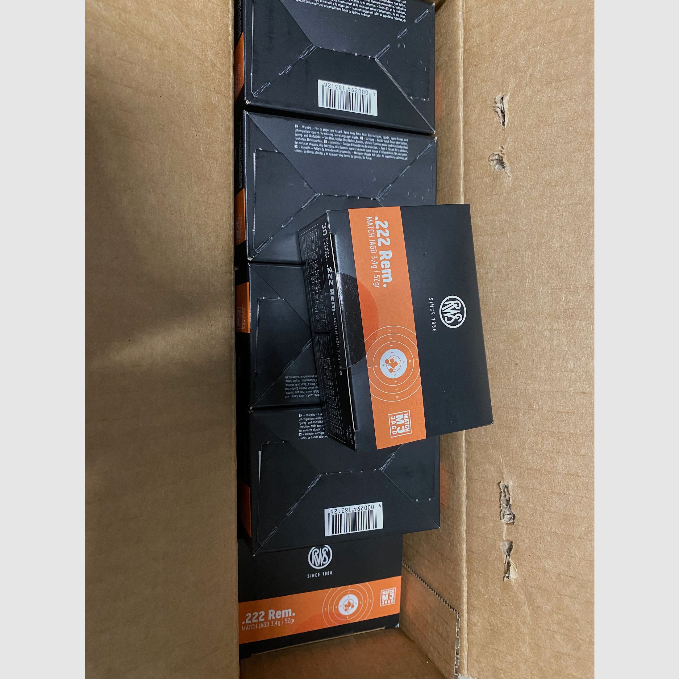Munitions .222 Rem RWS Match Jagd 52gr munitions de match