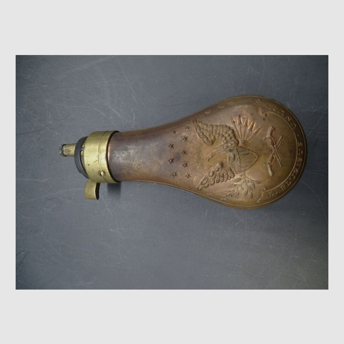 Kupfer Pulverfüller Pulverflasche E.Pluribus Unum